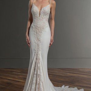 Wedding Dress (Martina Liana designer) - Ivory, crepe with beading